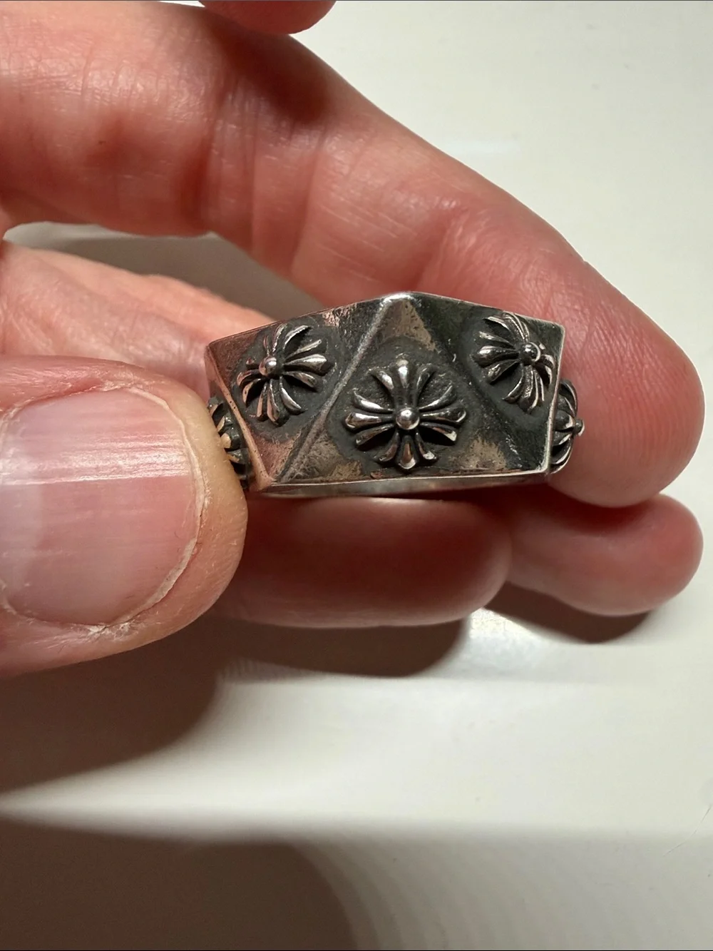 Chrome Hearts Silver Floral Shield Band